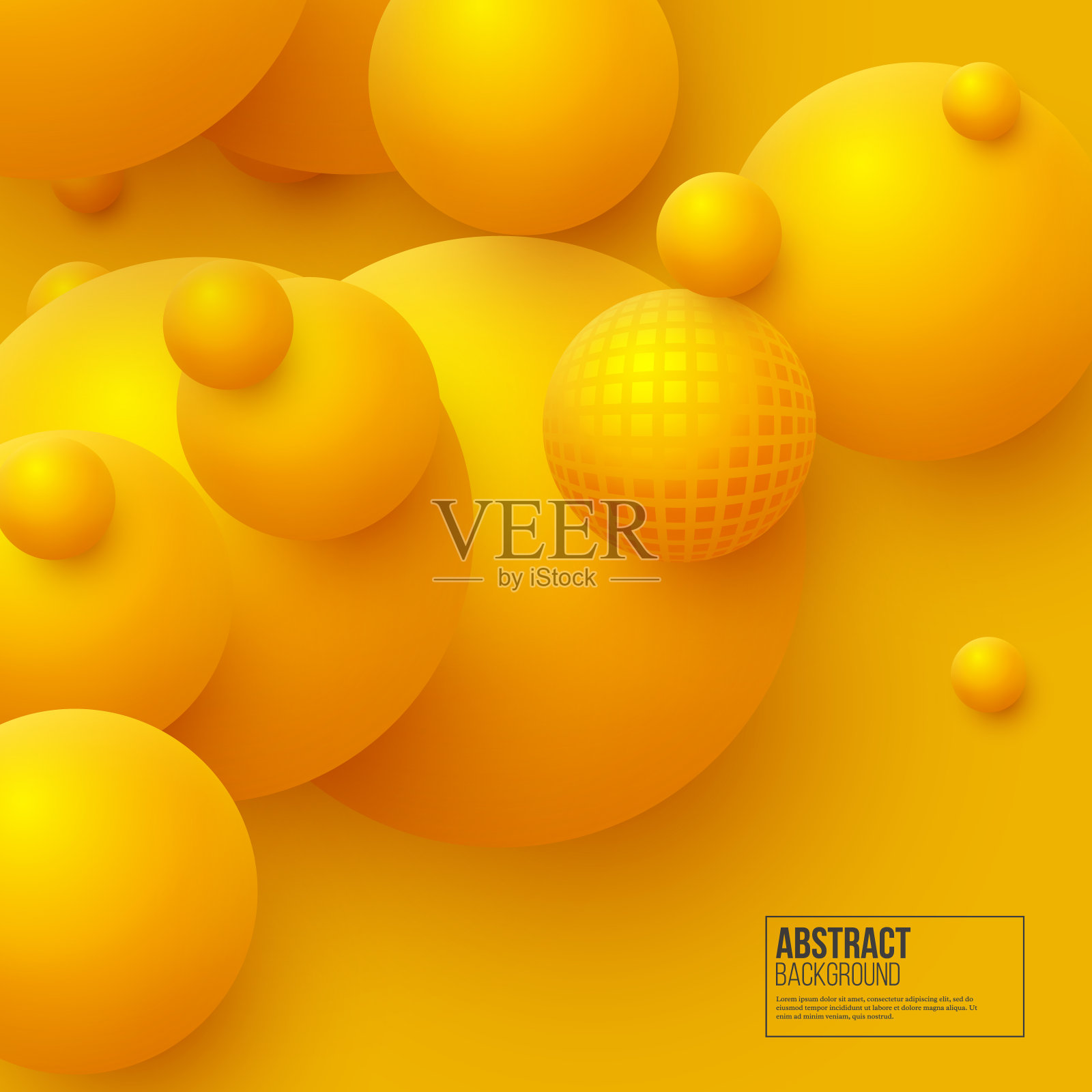 抽象的浮球背景。3 d黄色球。矢量插图。插画图片素材