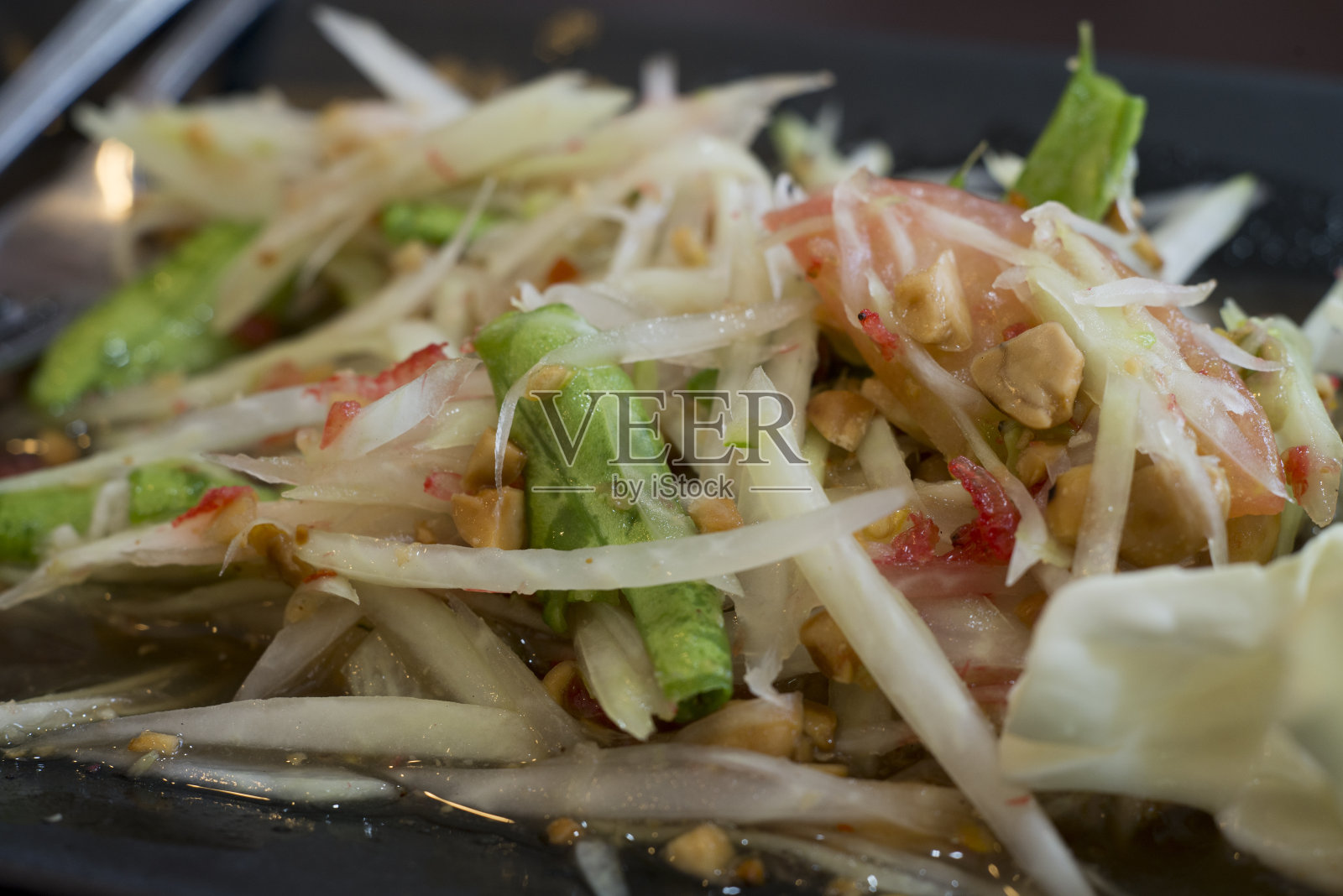 青木瓜沙拉(Som tum)，泰国菜，泰国照片摄影图片