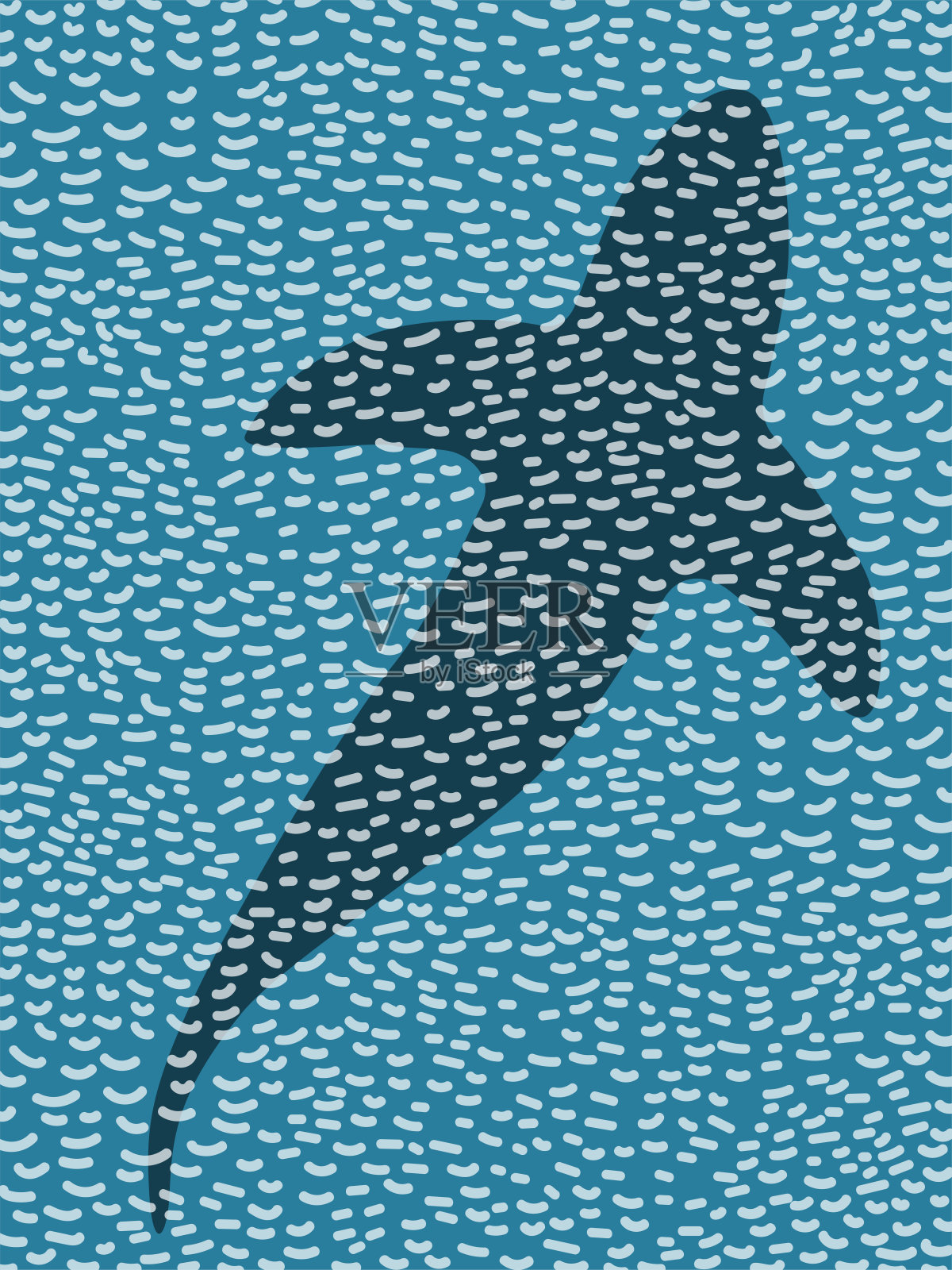 鲨鱼阴影，鲸鱼，海里的虎鲸插画图片素材