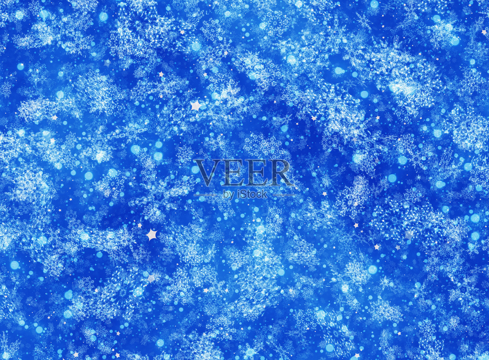 雪花和星星的背景在蓝色的夜空插画图片素材