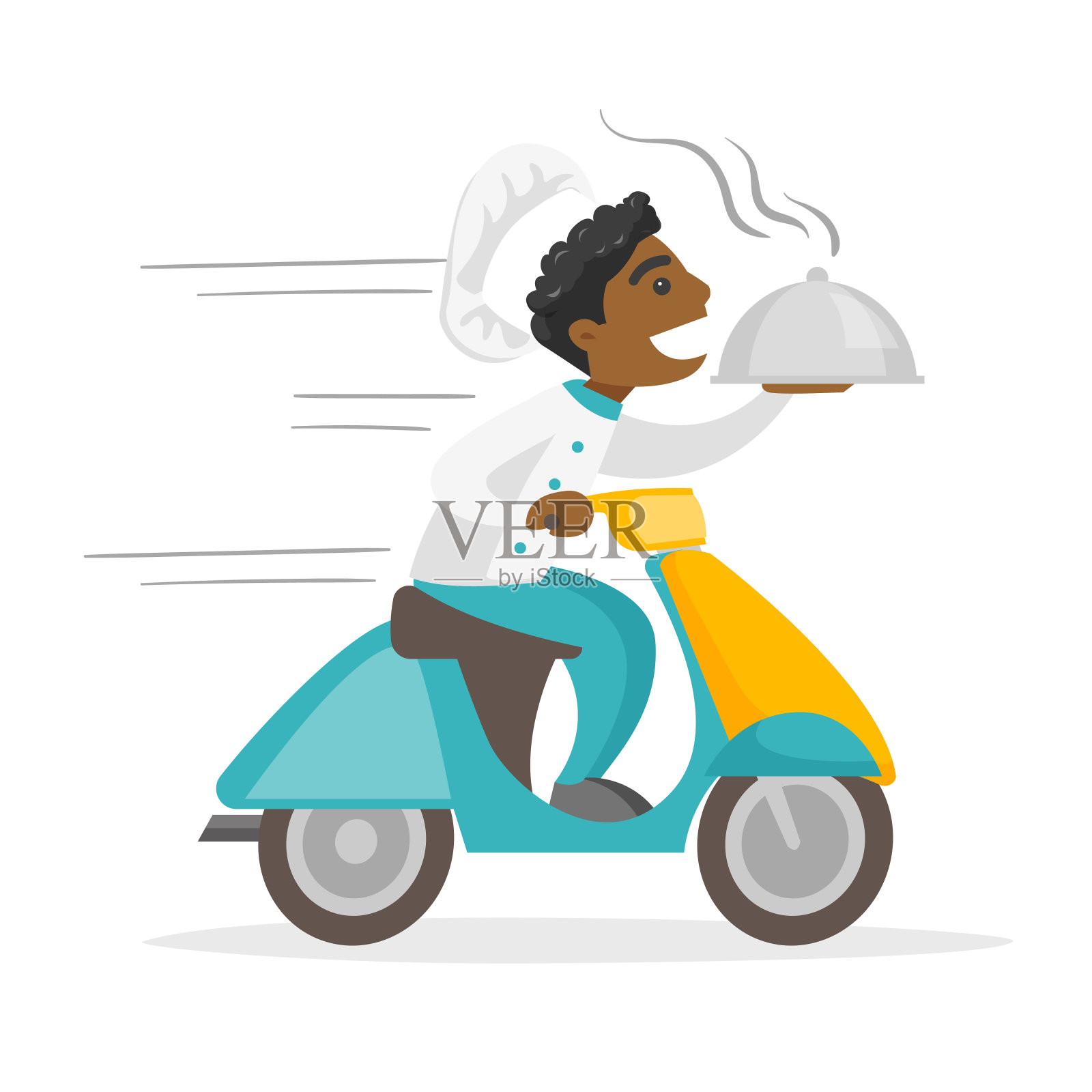 非裔美国人骑着摩托车送菜设计元素图片