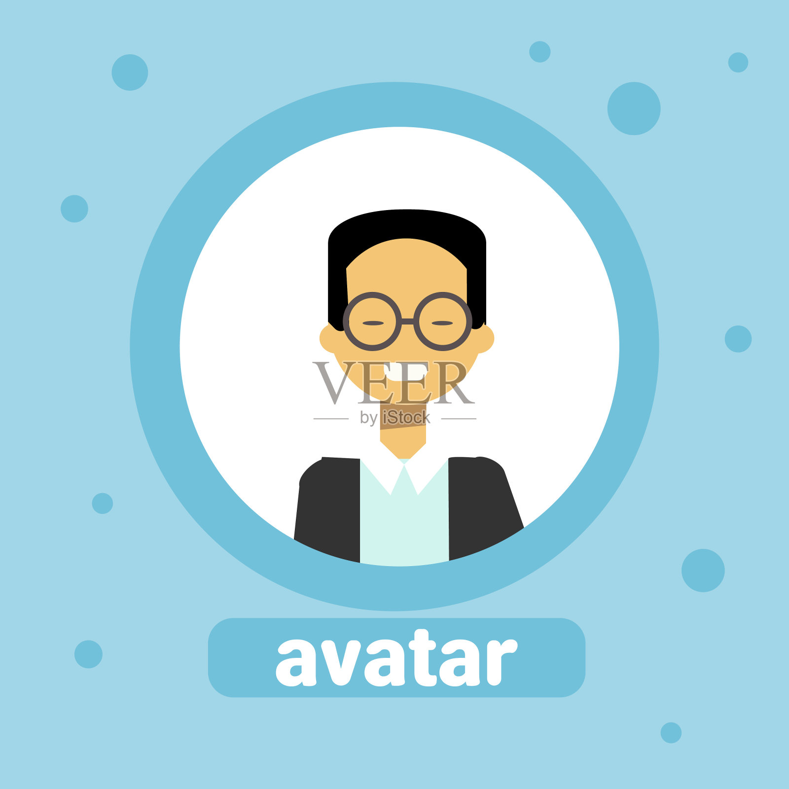 亚洲人阿凡达商人档案图标元素用户形象男性脸插画图片素材