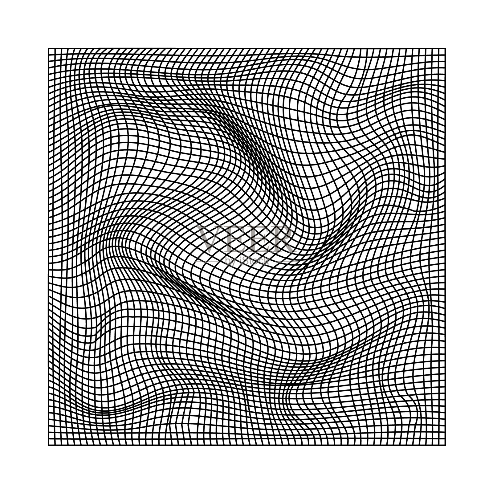 抽象的波浪扭曲线条网格网黑白纹理插画图片素材