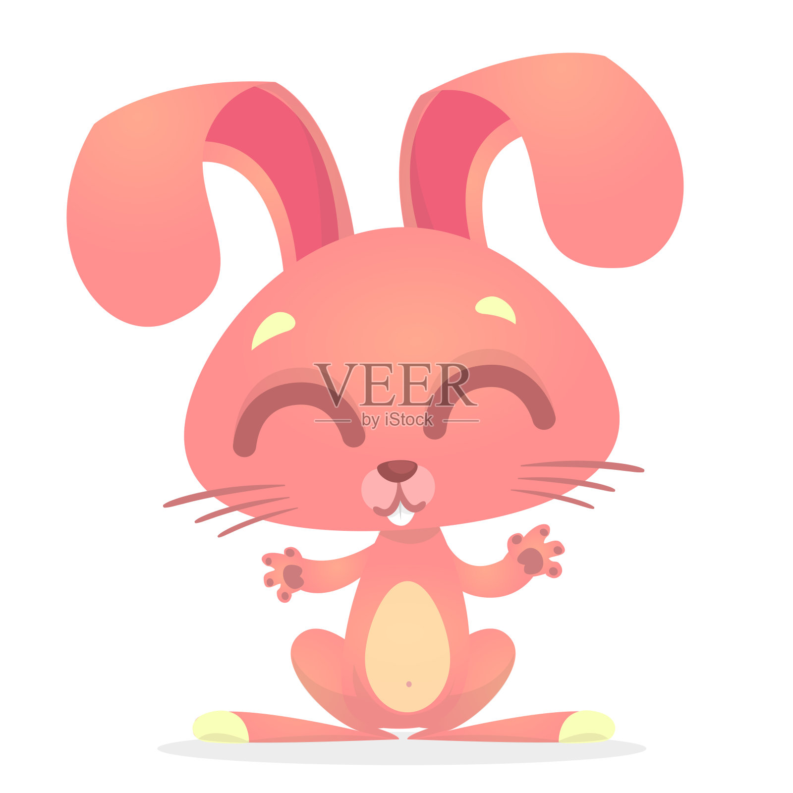 粉色兔子背景插图(兔子、粉色、背景、动物、卡通)儿童插图_北极熊素材库