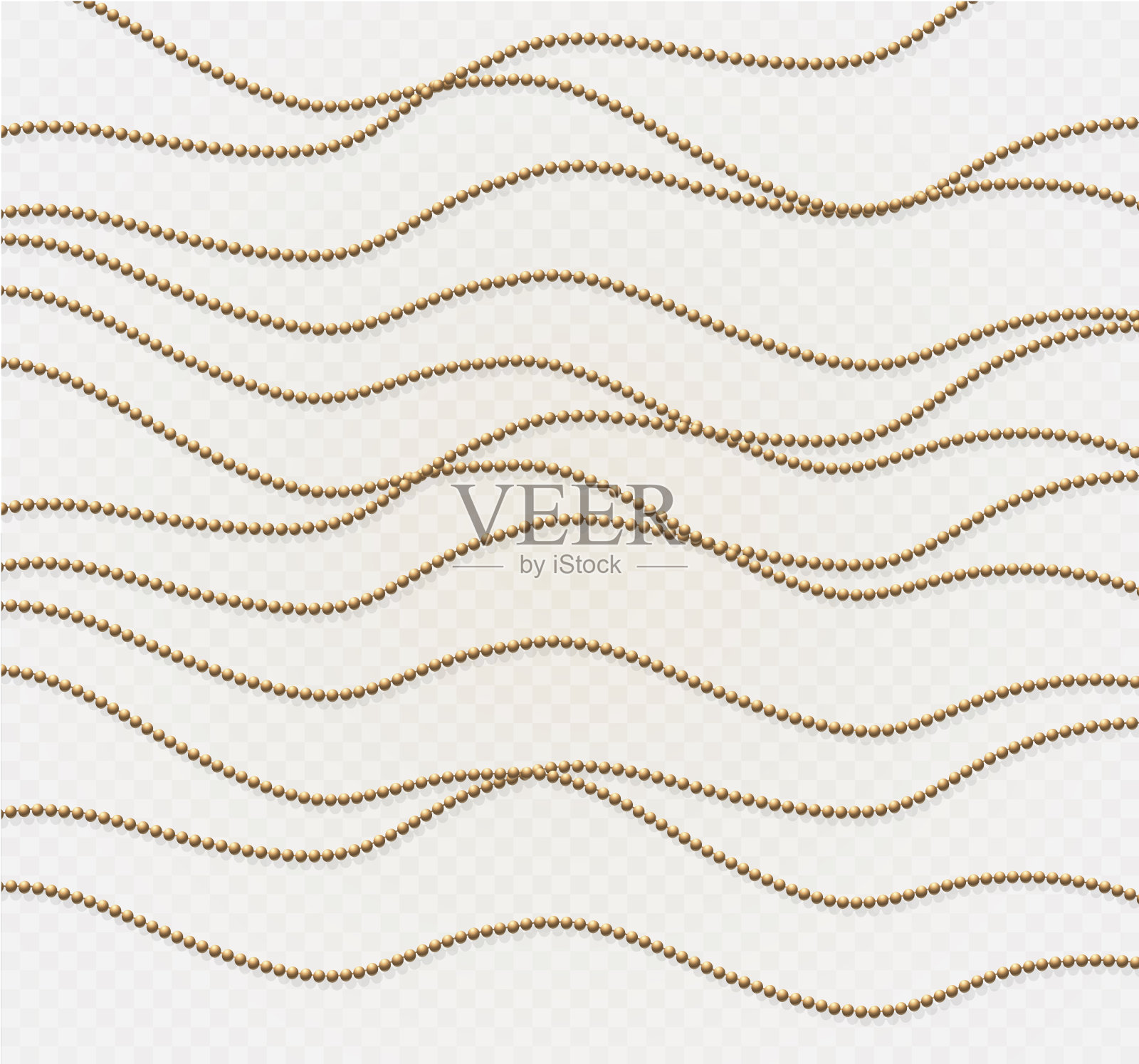 一条美丽的金色链条。串珠是真实绝缘的。金珠设计的装饰元素。矢量图设计元素图片