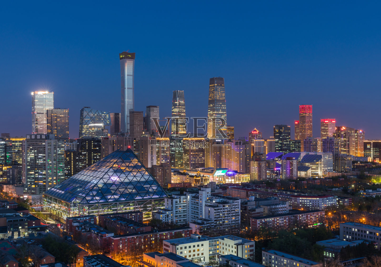 北京CBD天际线夜景照片摄影图片