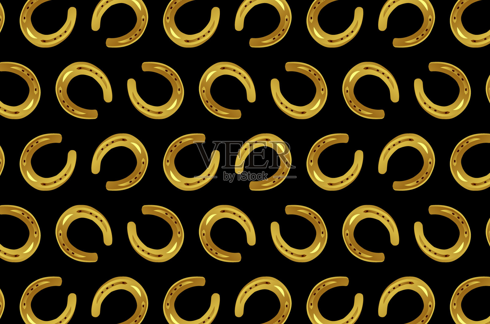 黑色背景上的金色马蹄铁设计元素图片