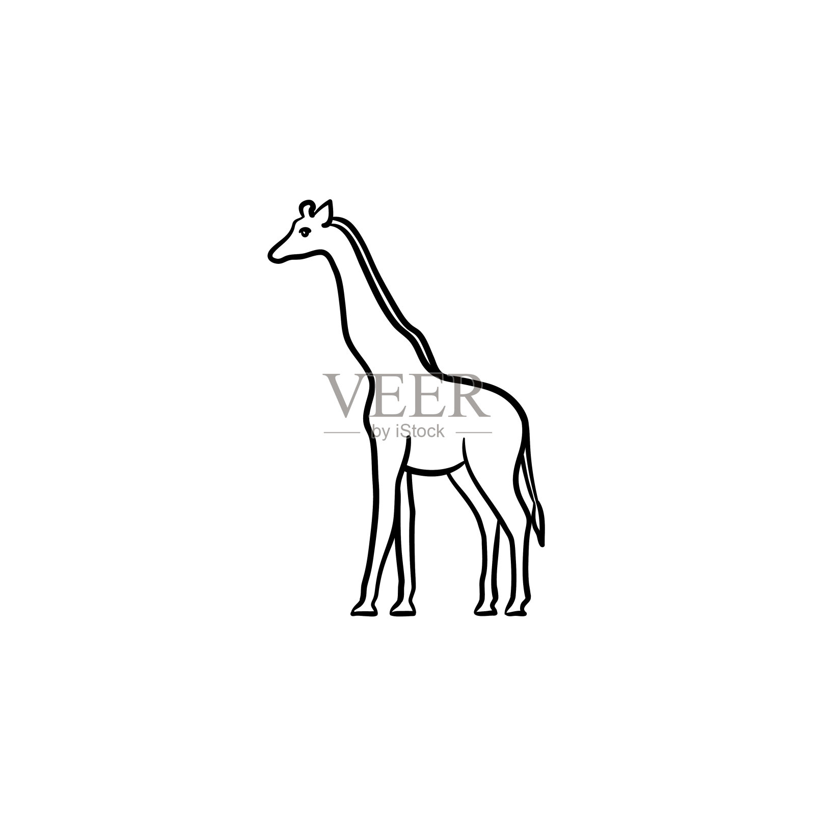 长颈鹿手绘草图图标设计元素图片