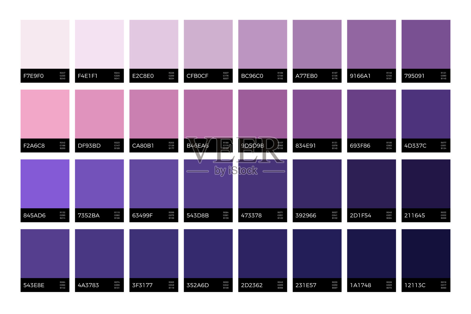 时髦的紫外线色板。新一季时尚薰衣草色向量集插画图片素材