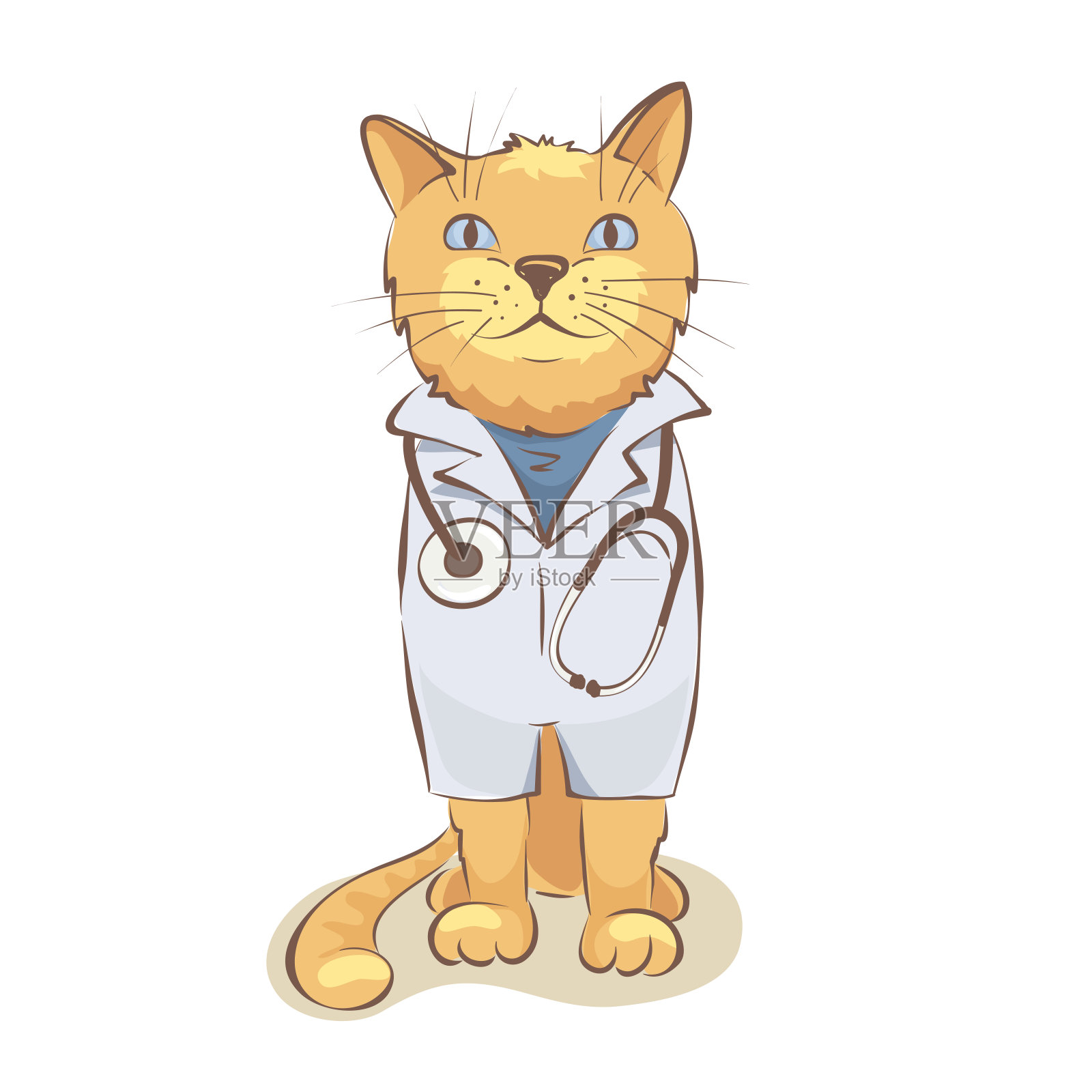 医生的猫插画图片素材