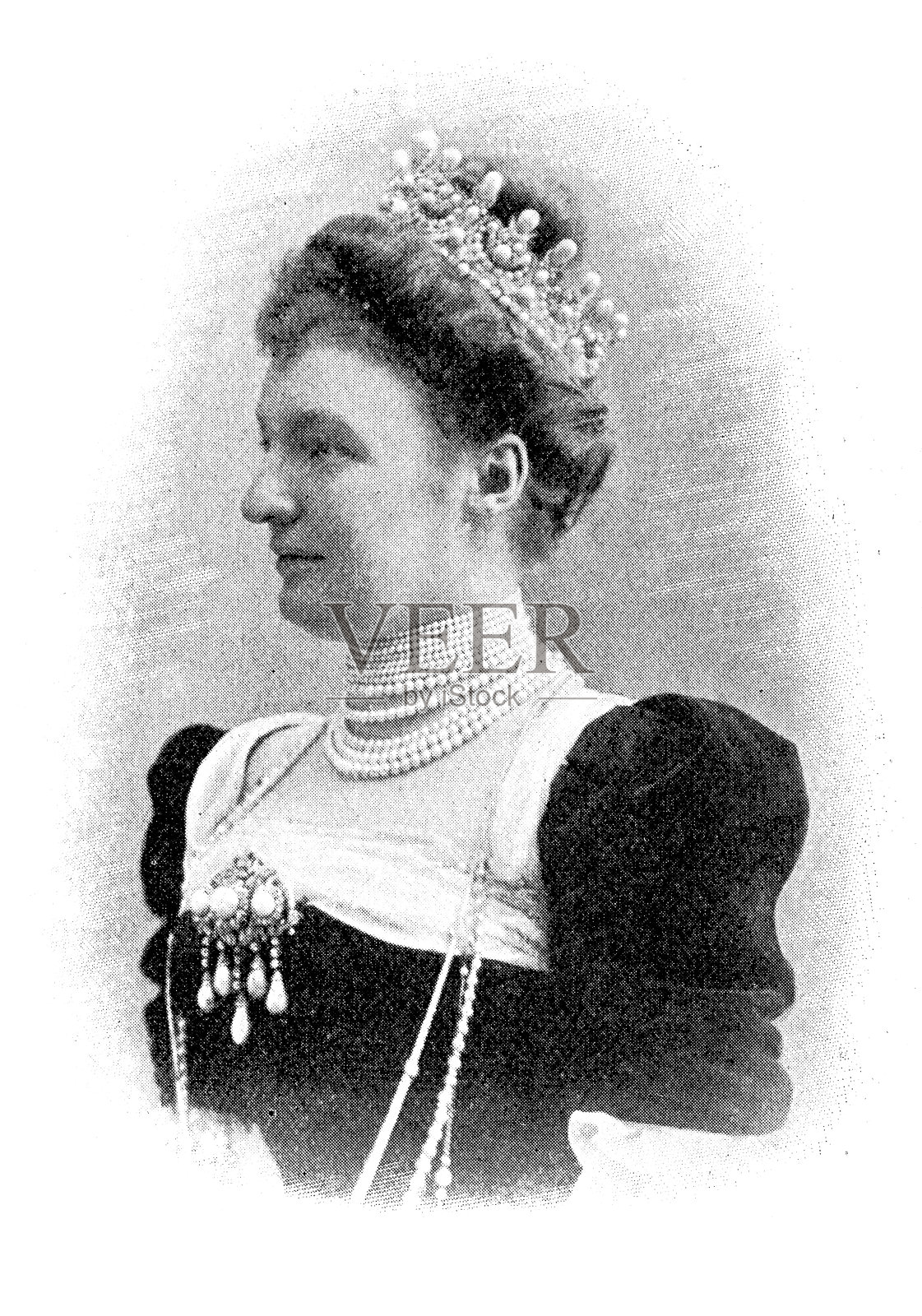 奥地利大公夫人玛格丽特·克莱门汀，通过与图恩和塔克西斯第八王子阿尔伯特的婚姻，出生为奥地利大公夫人插画图片素材