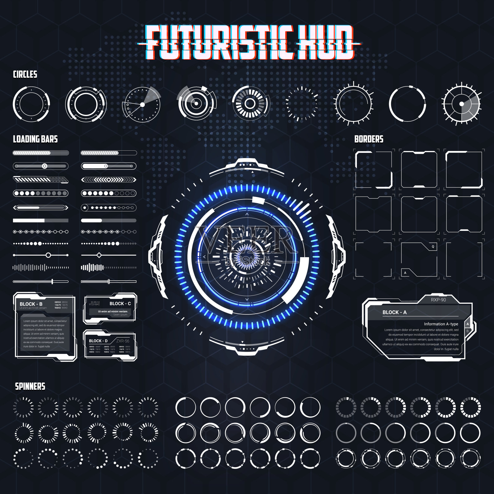 未来Hud元素集插画图片素材
