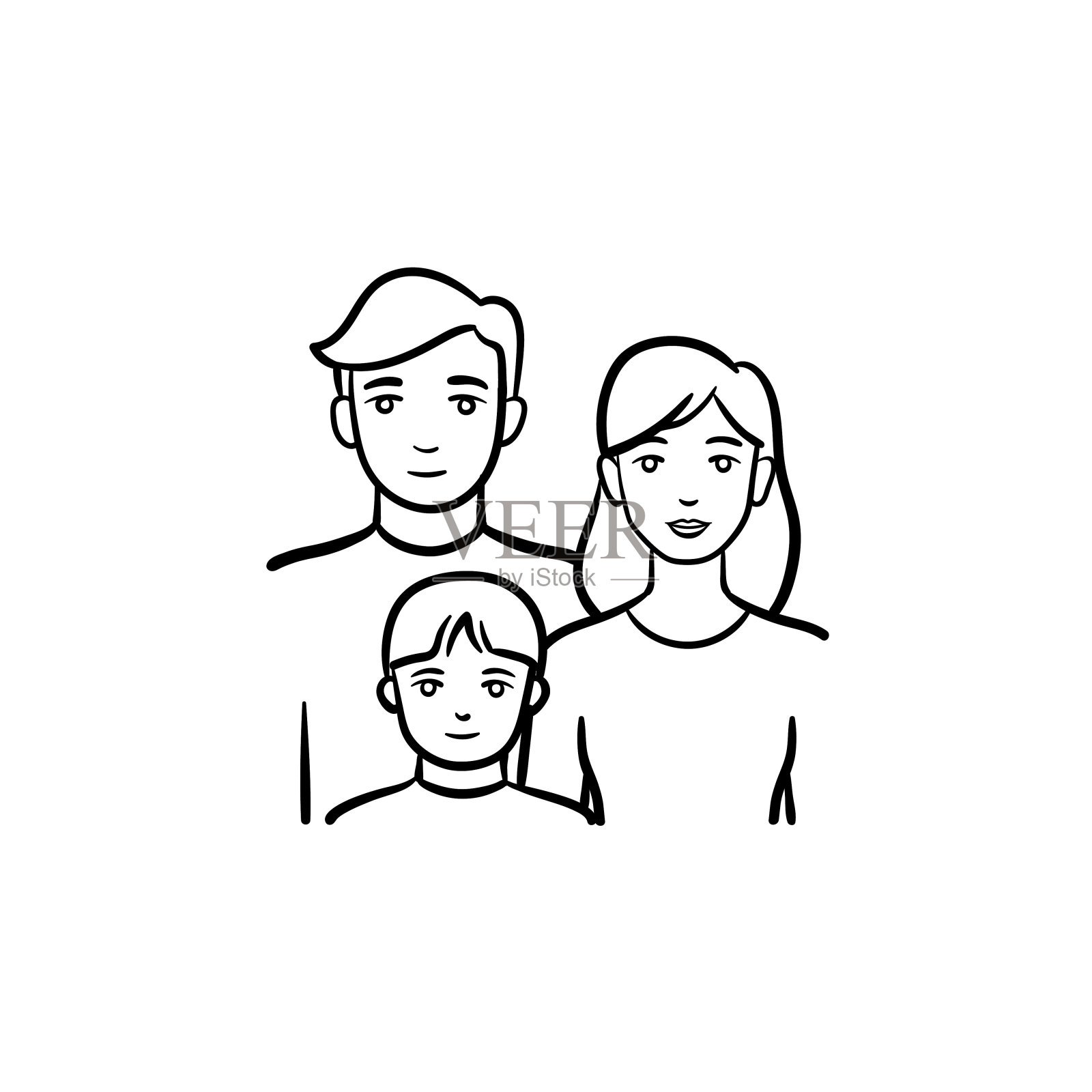 家庭成员手绘素描图标插画图片素材