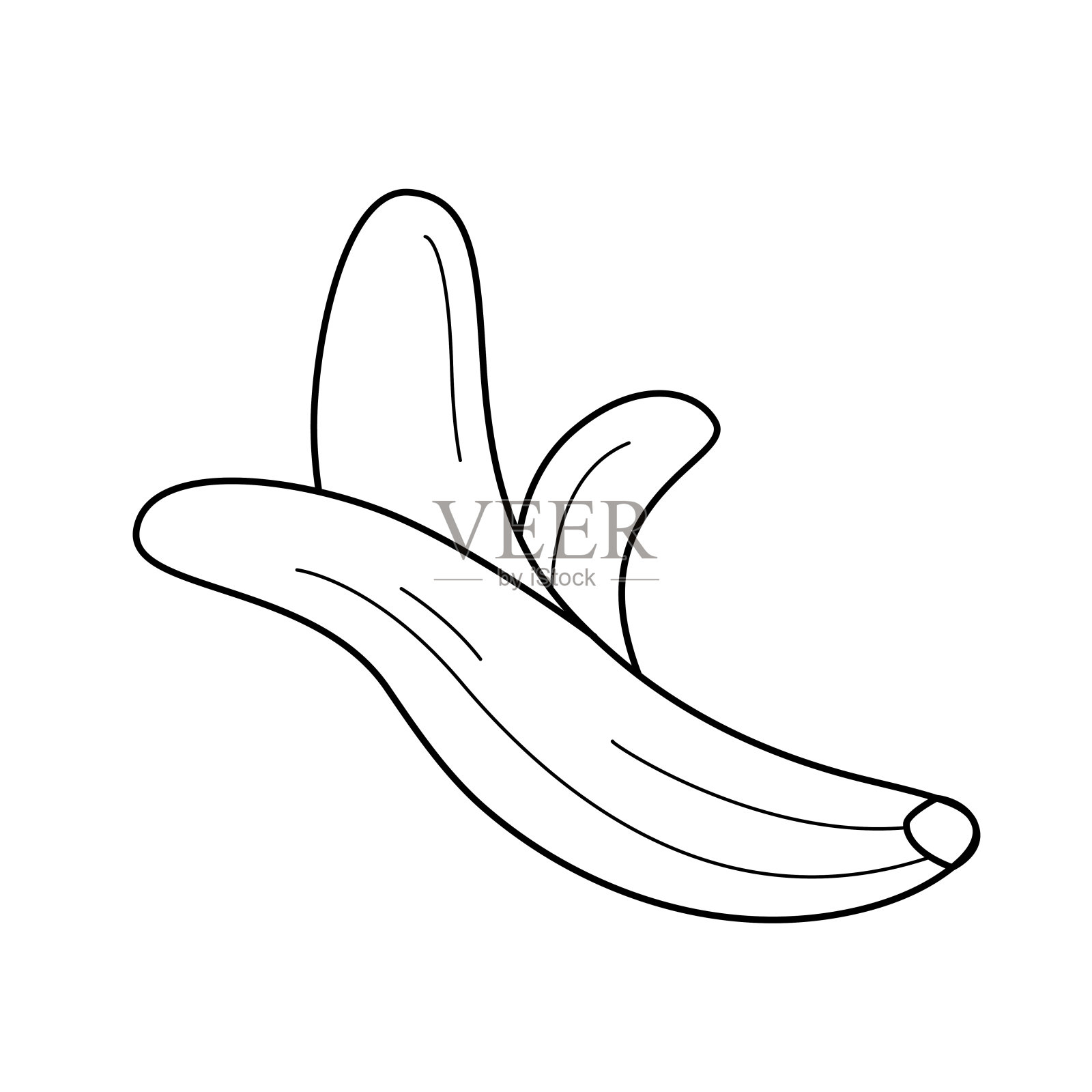 半剥香蕉矢量线图标插画图片素材