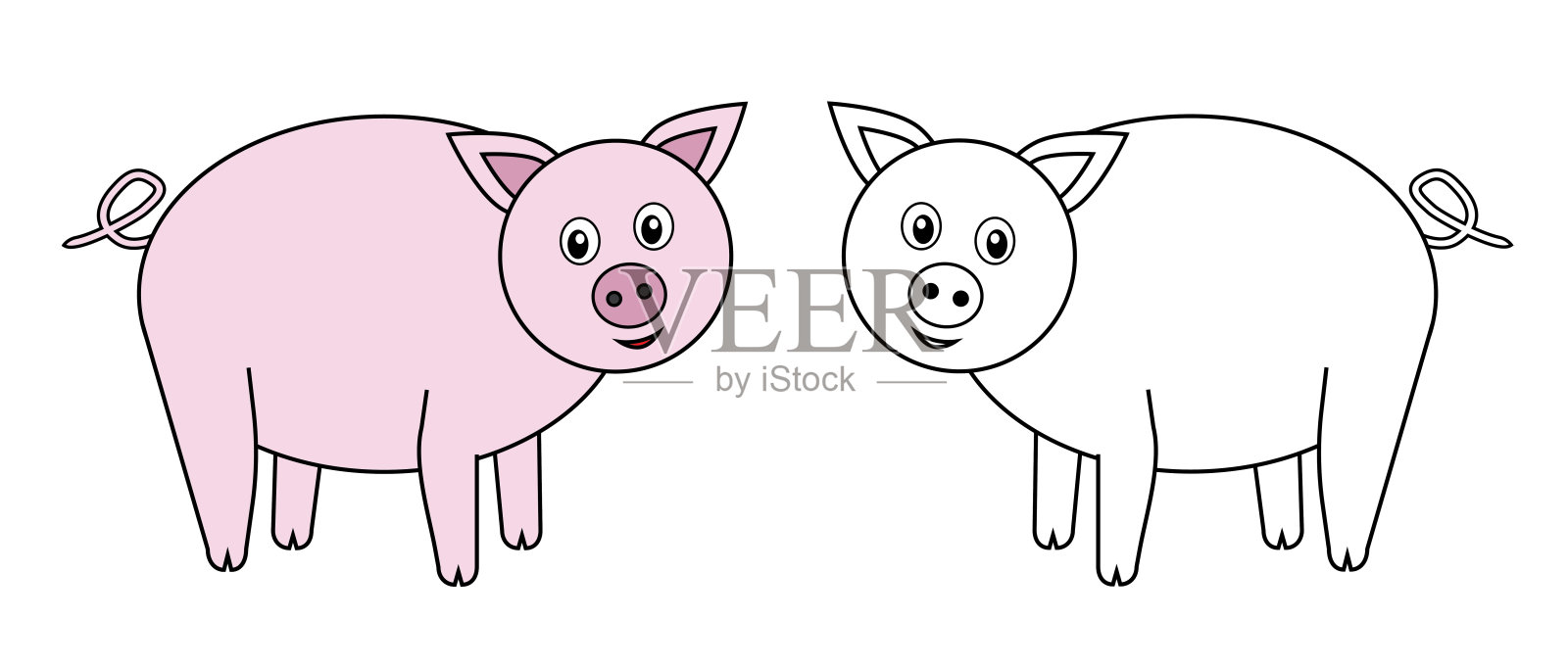 猪的动物。向量,插图设计元素图片