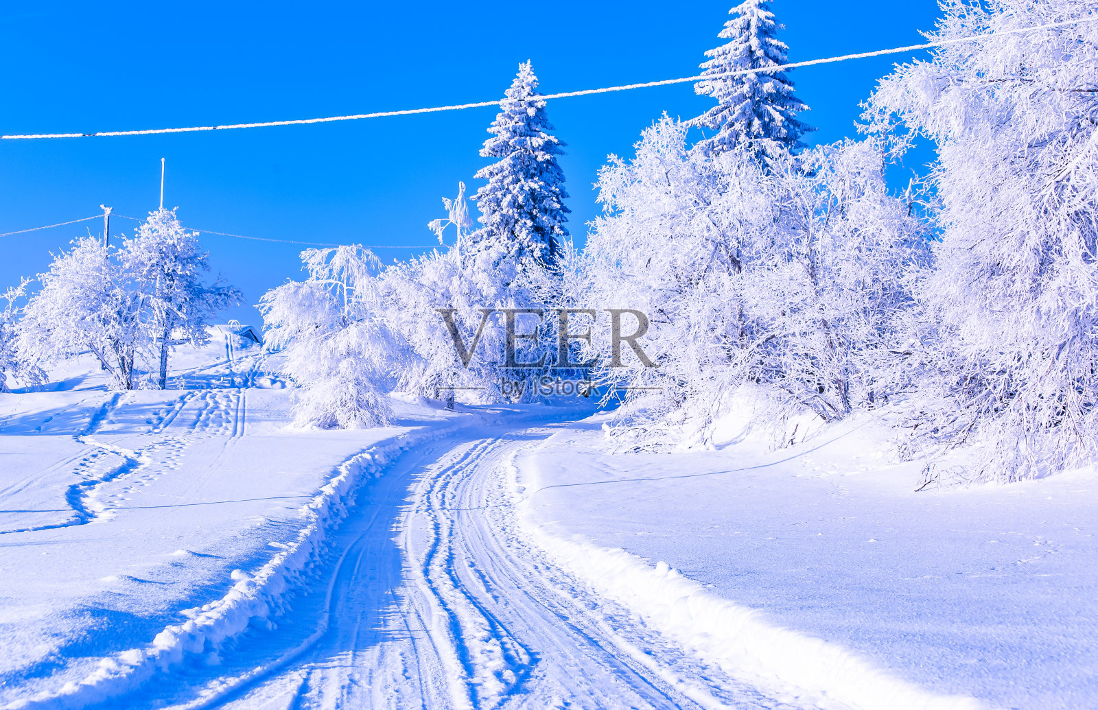来自芬兰索特卡莫的雪景。照片摄影图片