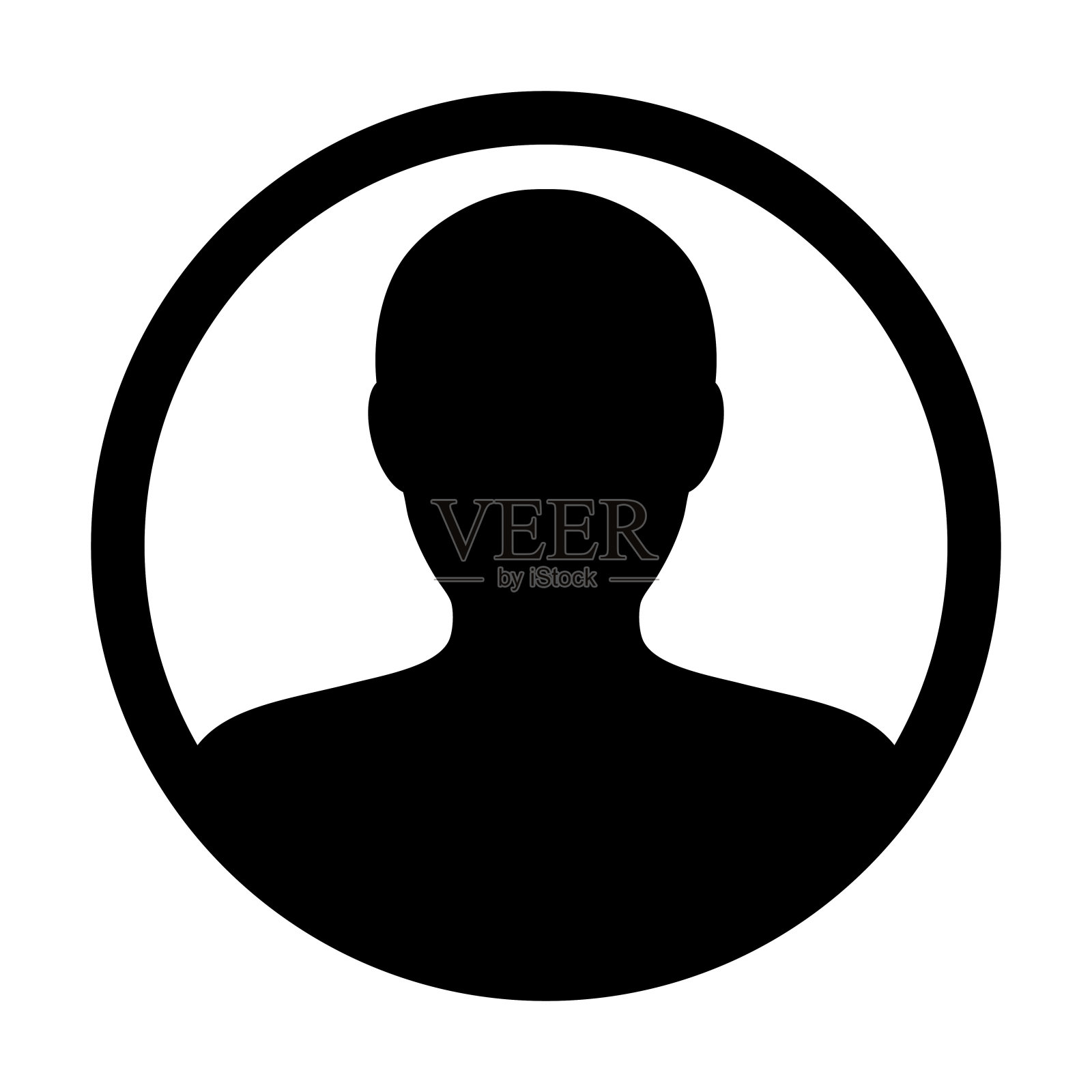 用户图标向量男性符号轮廓圆头像符号在平面颜色象形文字象形设计元素图片