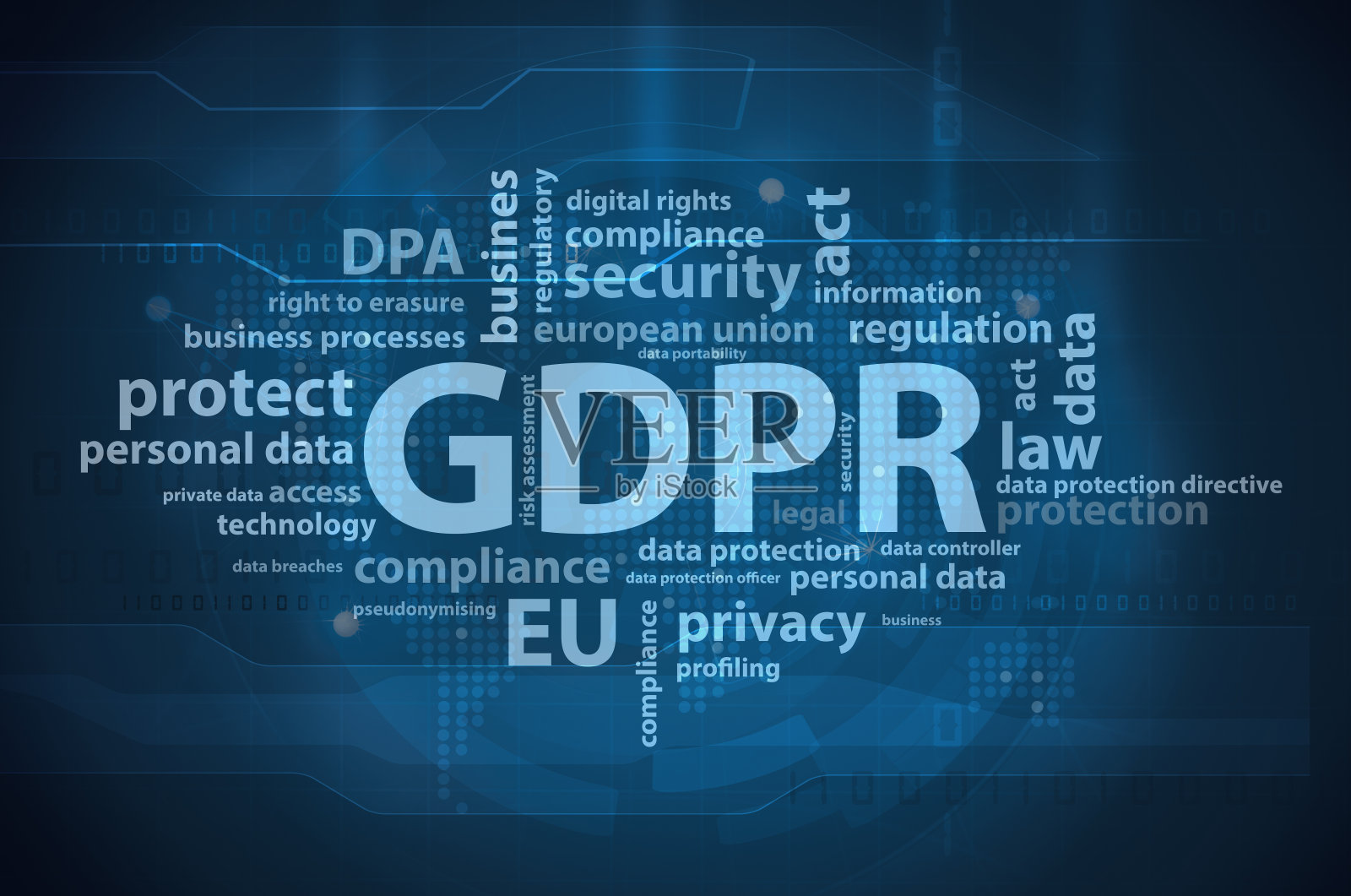 GDPR通用数据保护法规插画图片素材