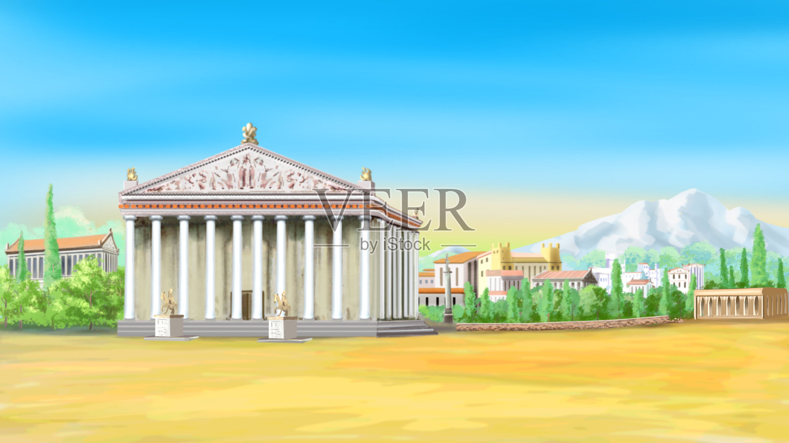 阳光明媚的阿耳忒弥斯神庙插画图片素材