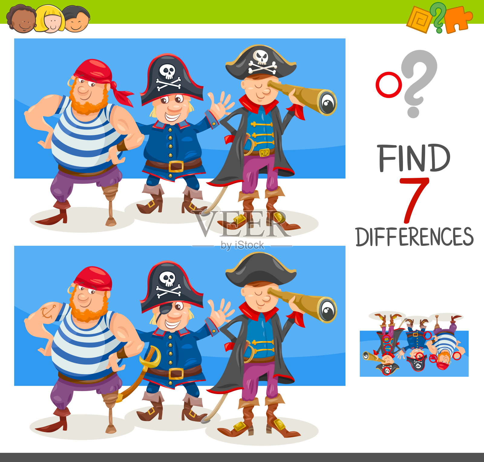 差异游戏与海盗的角色插画图片素材