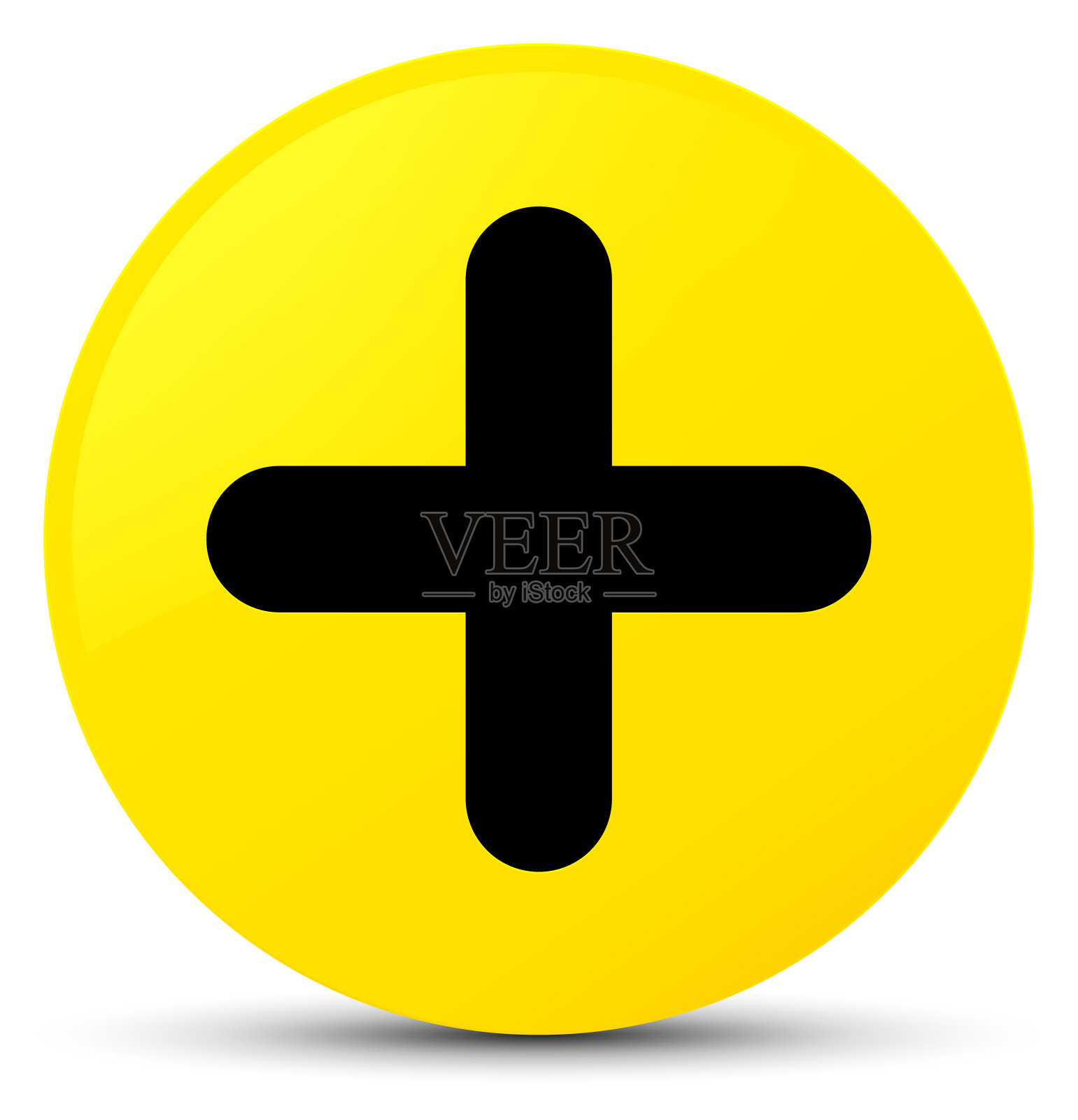 加上黄色圆形按钮图标图标素材