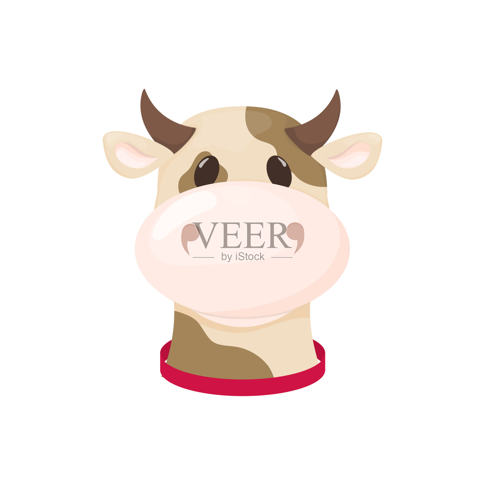 奶牛农场动物可爱的卡通牛矢量插图乳品家哺乳动物牛奶公牛农业特性。设计元素图片