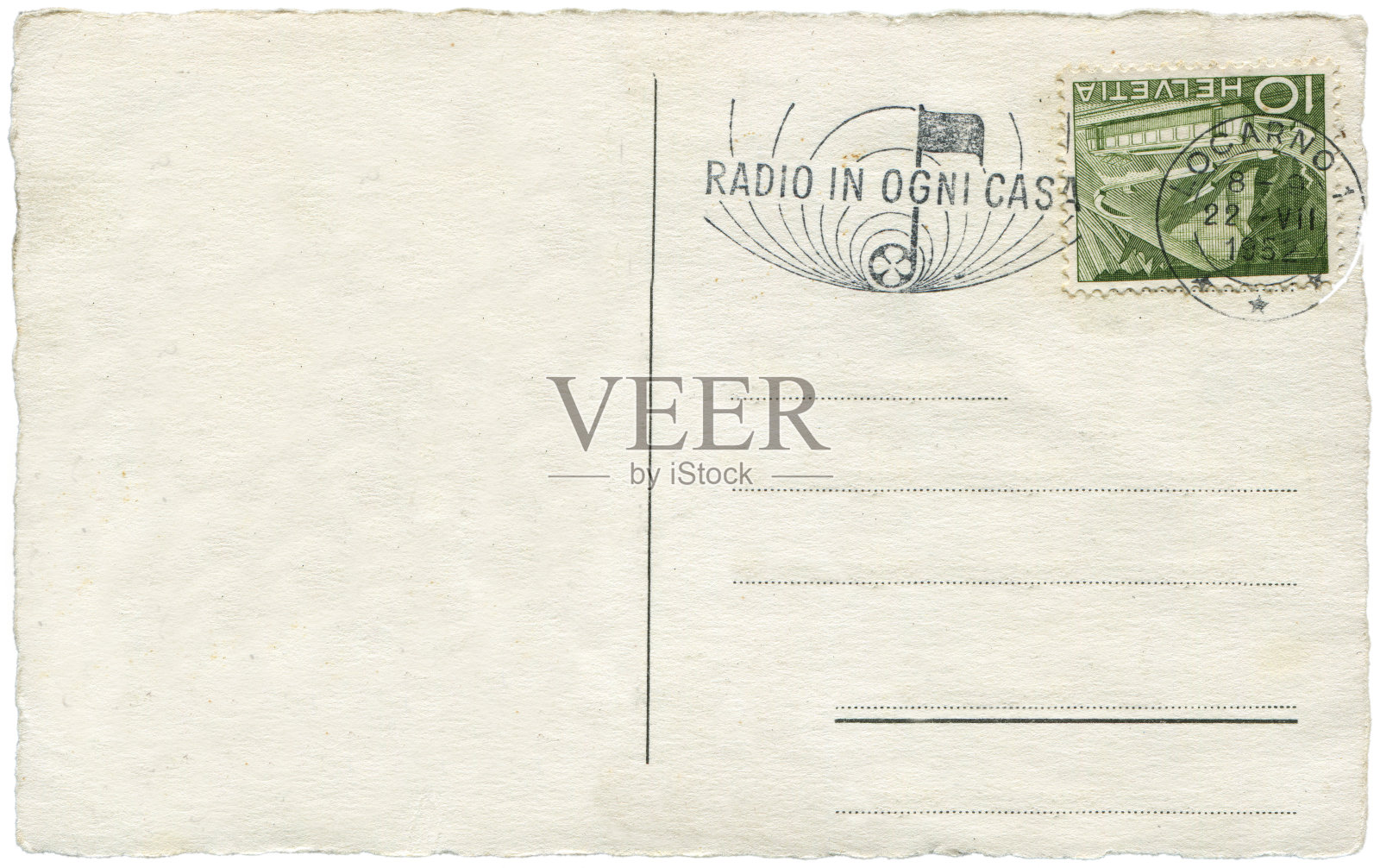 1952年从瑞士寄来的空白内容的老式明信片照片摄影图片