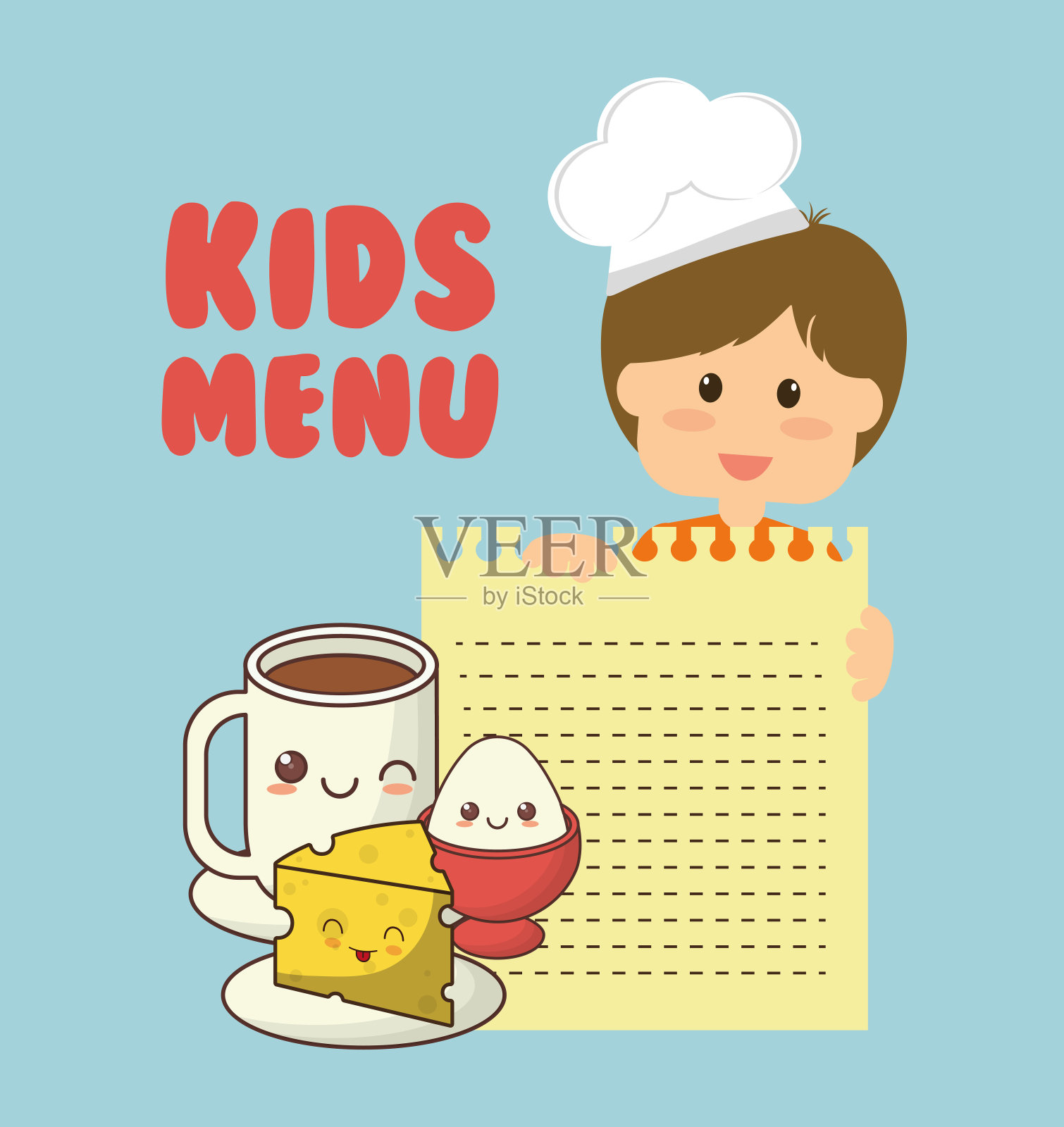 孩子们菜单男孩配料食物插画图片素材