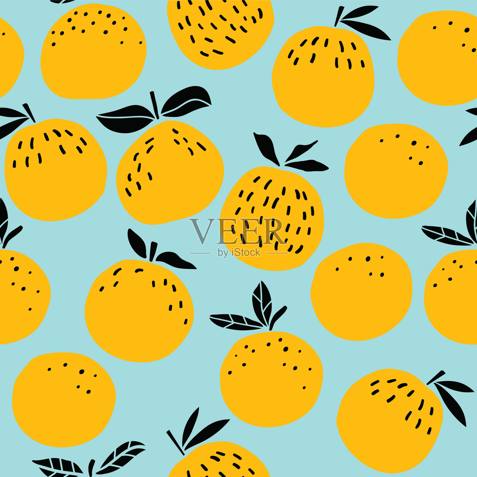 橙色水果无缝模式矢量插图插画图片素材