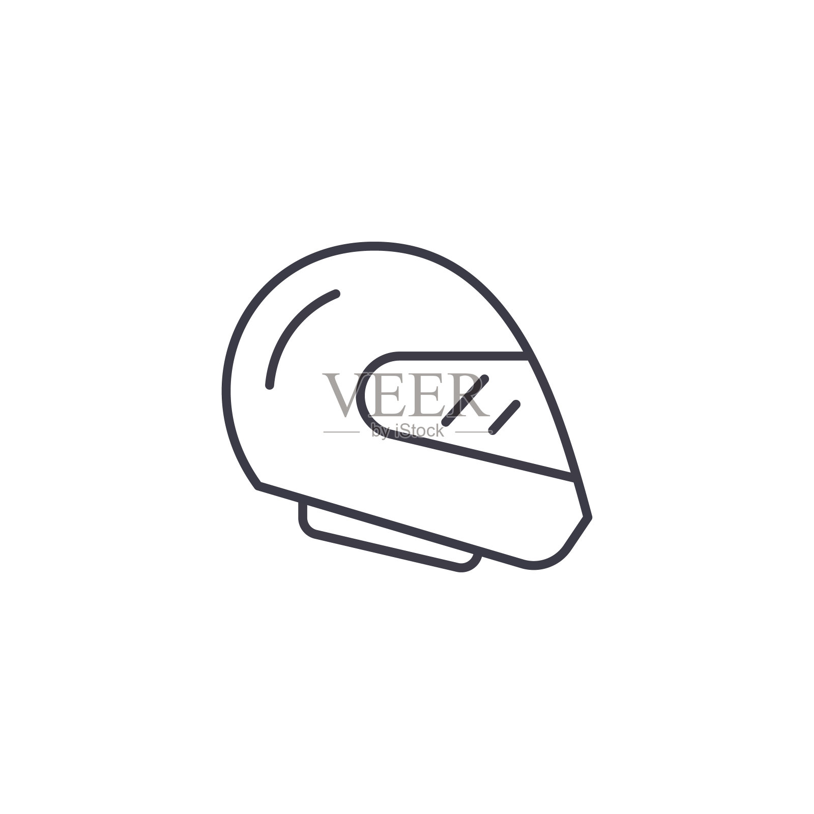赛车头盔线性图标概念。赛车头盔线矢量标志、符号、插图。插画图片素材