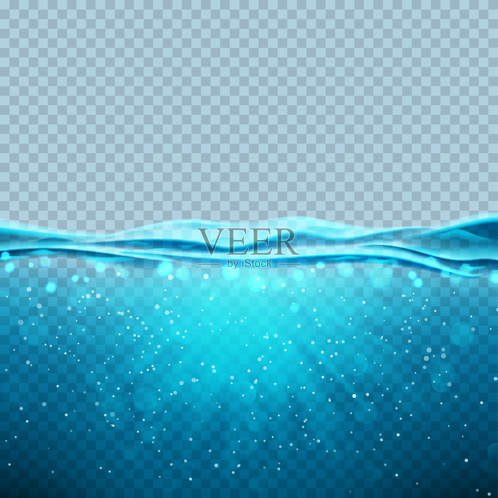 透明水下蓝色海洋旗帜设计元素图片