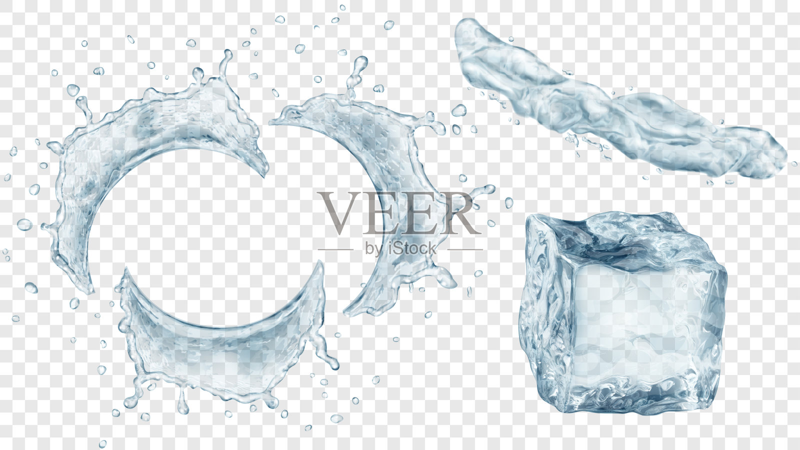 水和冰块设计元素图片