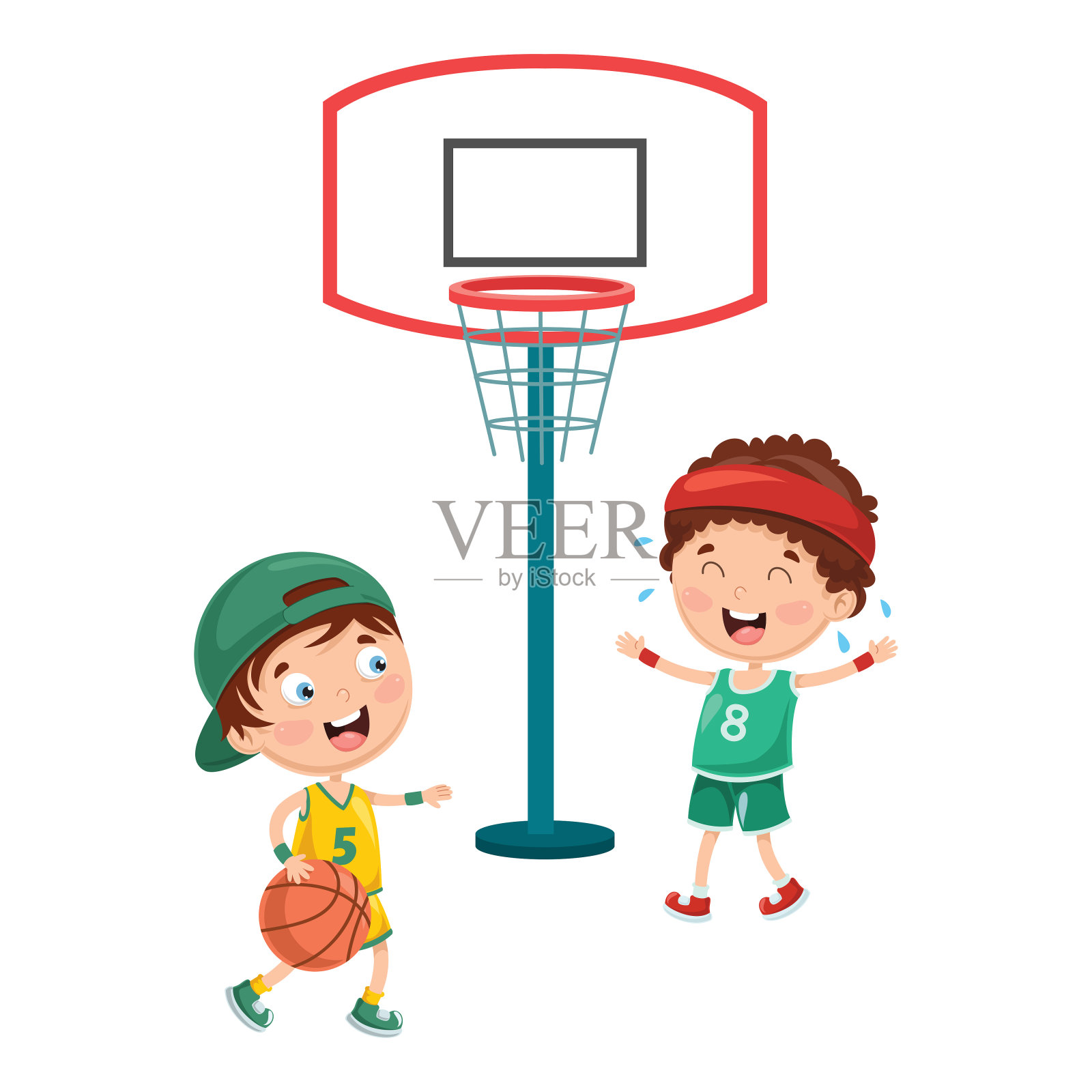 矢量插图的孩子打篮球插画图片素材