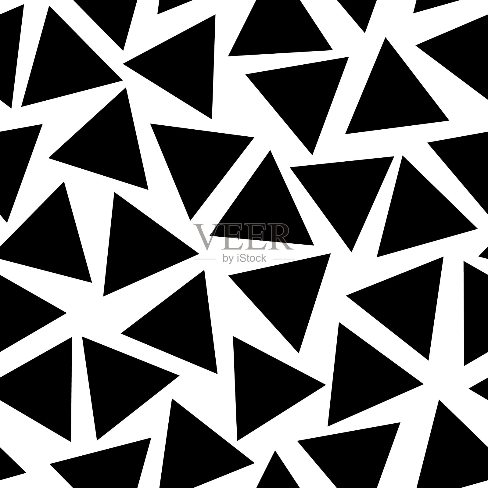 在白色背景上随机分散放置黑色三角形。无缝的矢量模式。插画图片素材