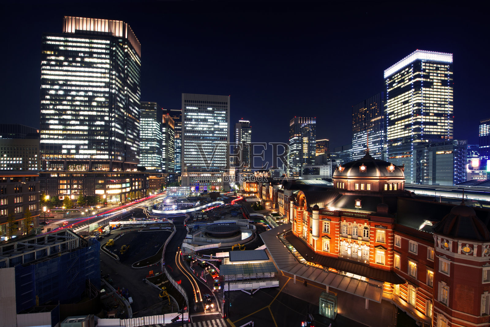 日本夜景城市景观系列-东京站照片摄影图片