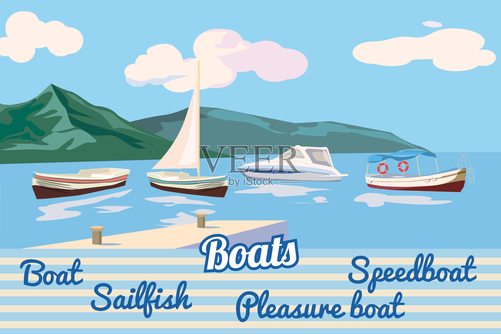船，帆船，游船，快艇，海景，矢量，插图，孤立插画图片素材
