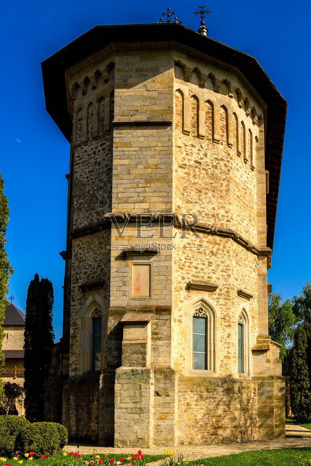Dragomirna修道院是罗马尼亚摩尔达维亚北部最高的中世纪修道院照片摄影图片