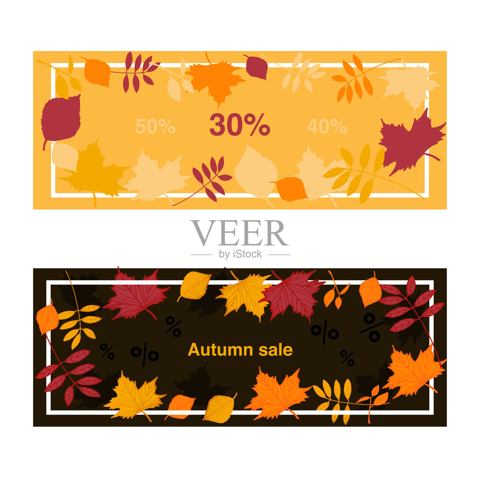 五颜六色的横幅讲述秋天的时光。设计模板素材