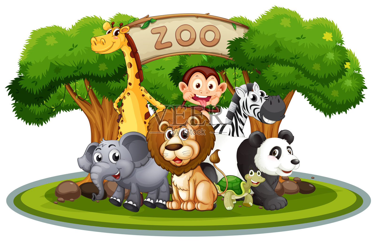 动物园里可爱的动物设计元素图片