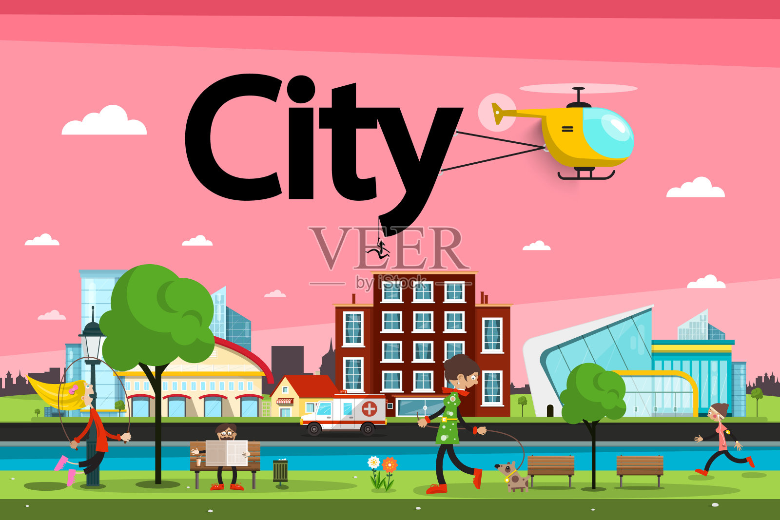 摘要向量城市-城镇插画图片素材