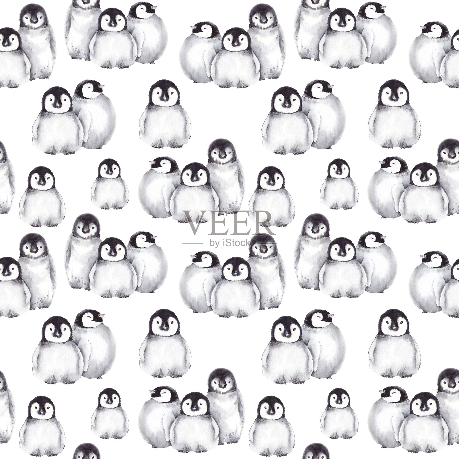 企鹅的无缝图案插画图片素材
