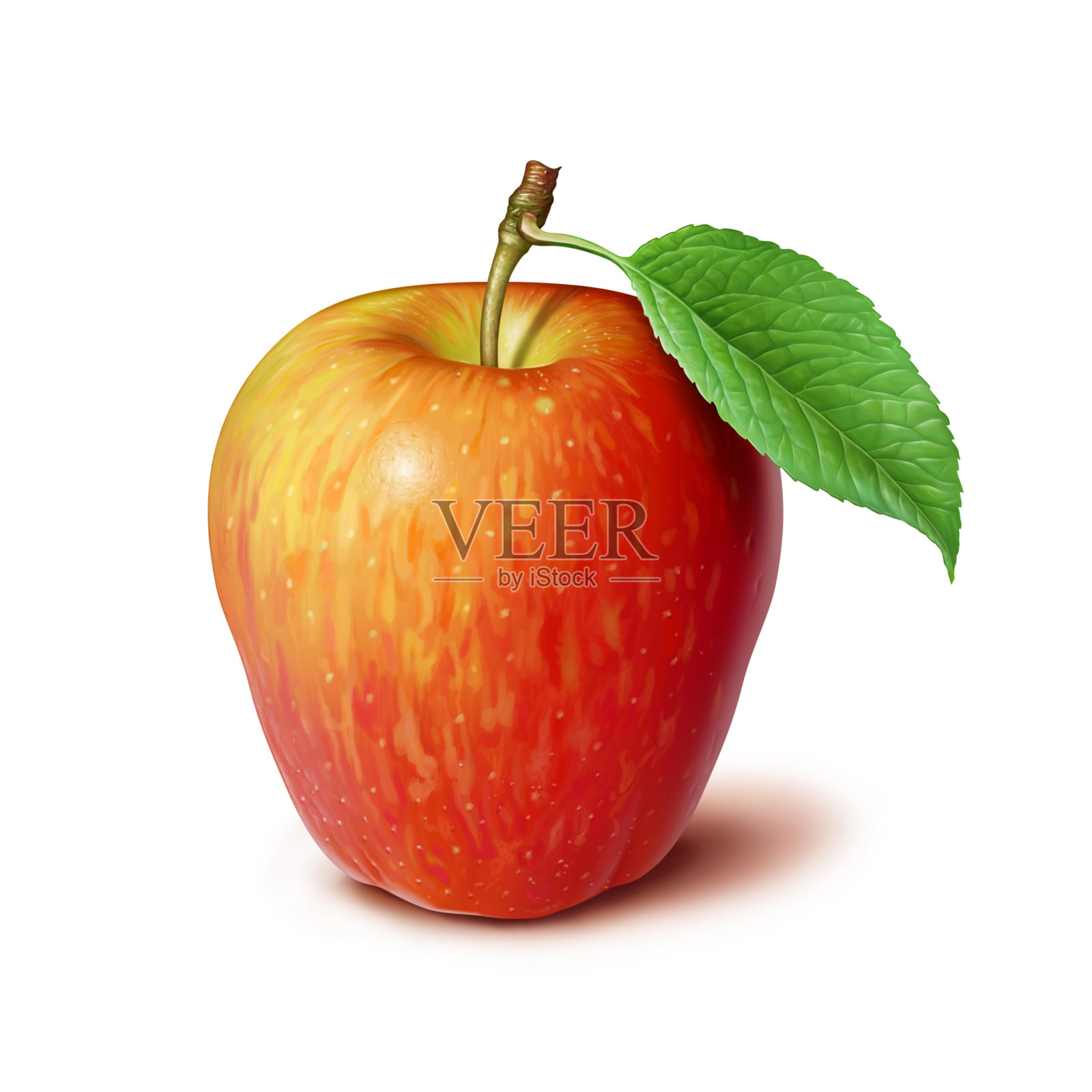 红苹果孤立在白色背景上插画图片素材