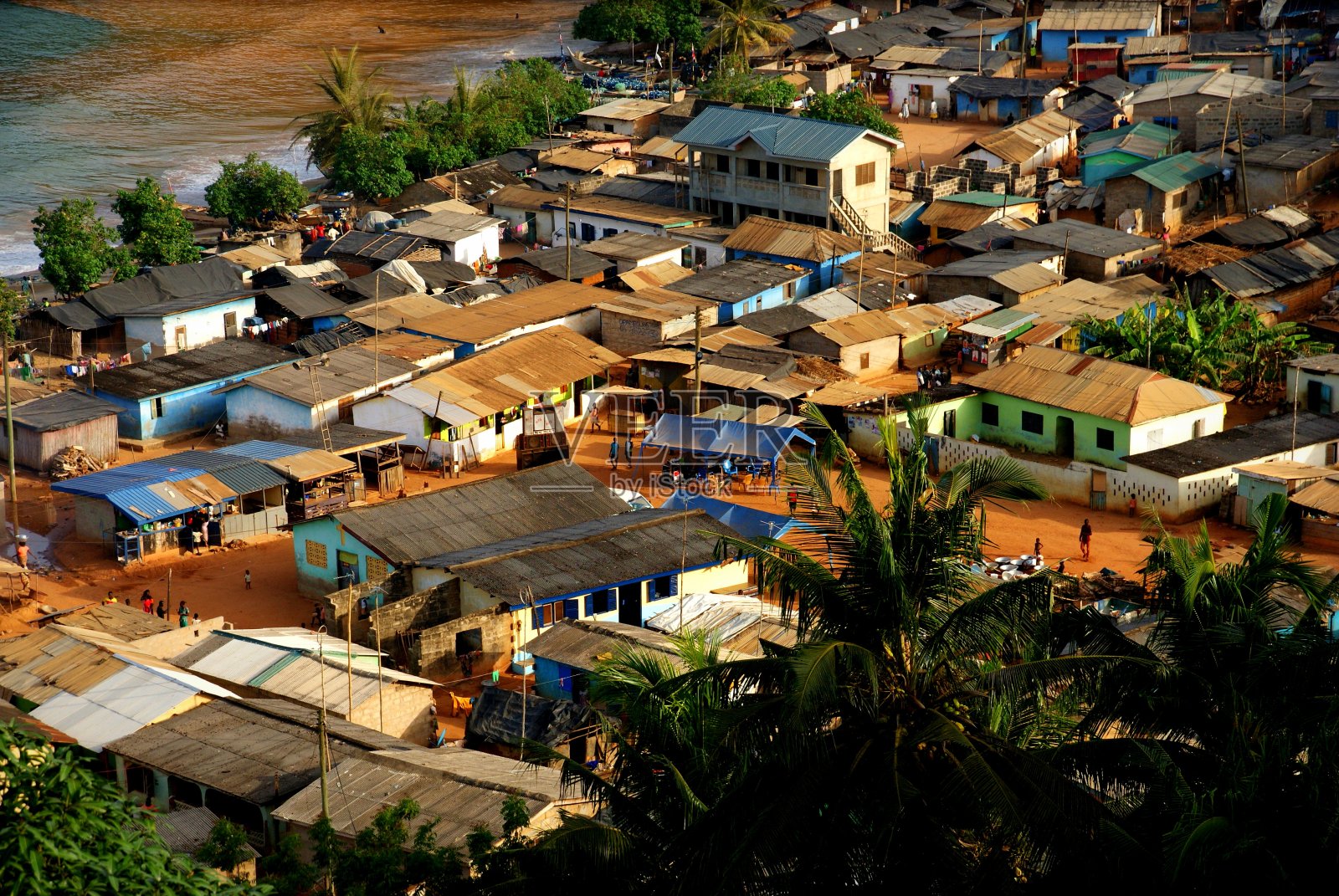 加纳渔村鸟瞰图照片摄影图片