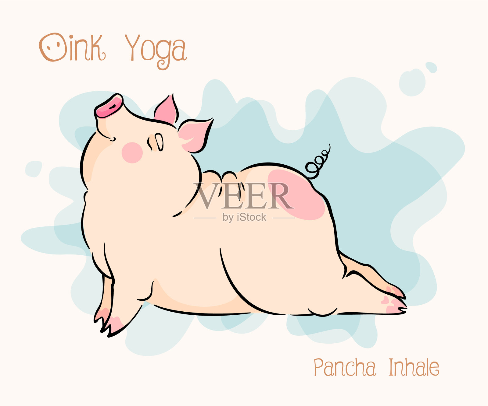 矢量插图的猪做瑜伽Pancha吸气插画图片素材