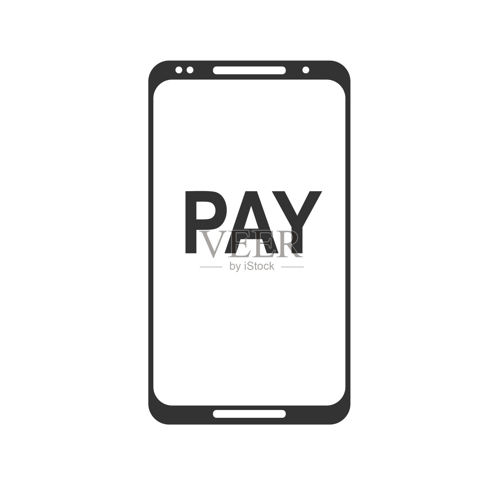 移动支付。NFC智能手机概念平面图标。白色背景上的黑色图像插画图片素材
