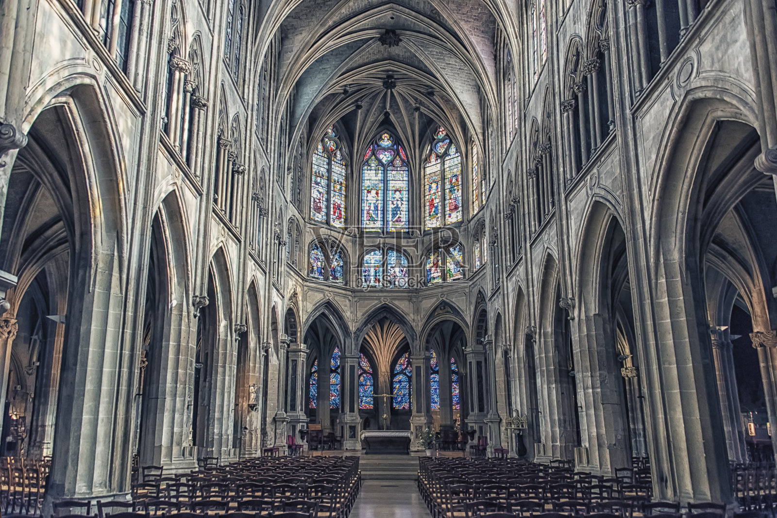 巴黎的圣塞维林教堂照片摄影图片