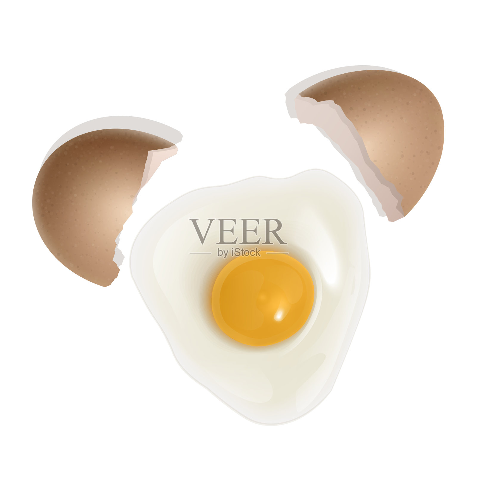 生鸡蛋，碎鸡蛋。早餐吃健康食品。天然蛋白质和蛋黄。插图在现实主义风格，孤立的白色设计元素图片