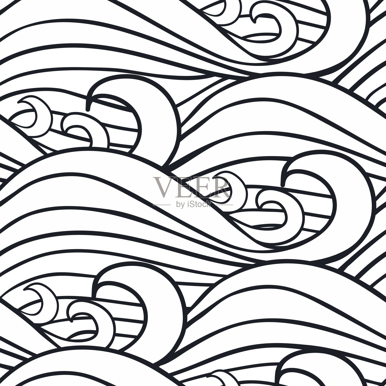 无缝东方日本海浪模式插画图片素材