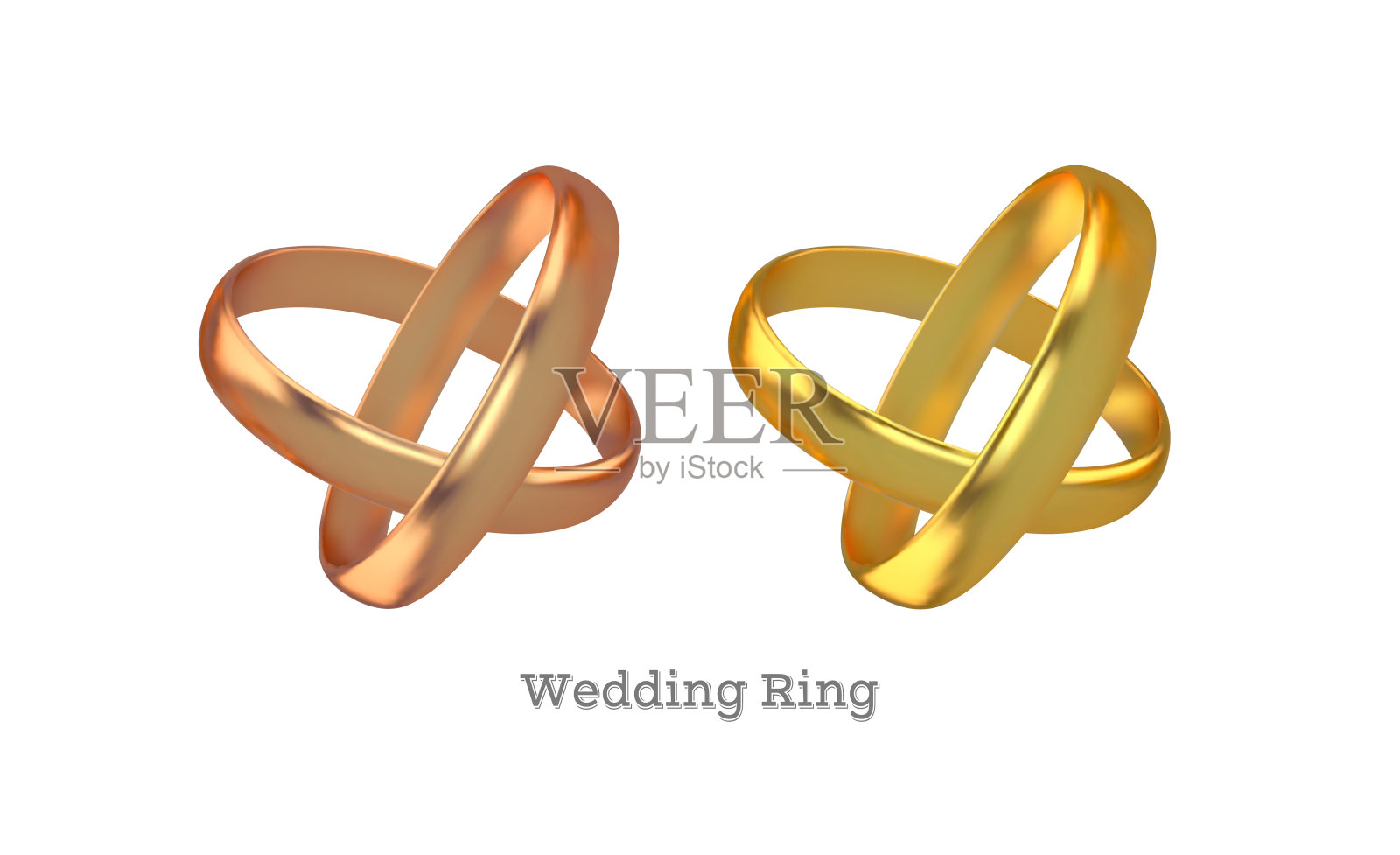 黄金结婚戒指设计元素图片