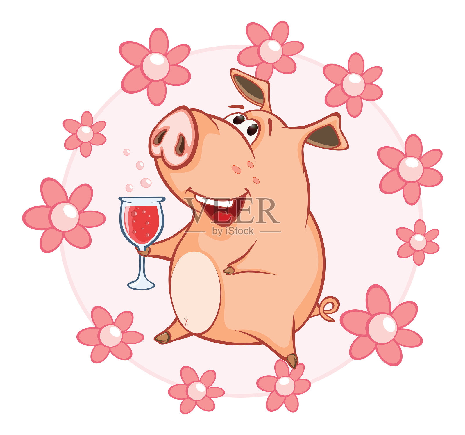 矢量插图的可爱的猪。卡通人物插画图片素材